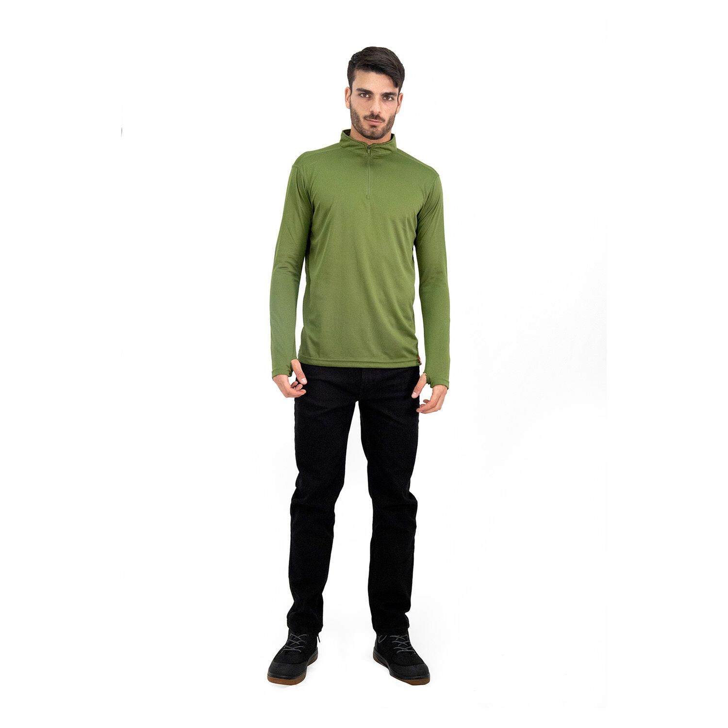 Polera Quebec Half-zip Verde Oliva Hombre image number 3.0